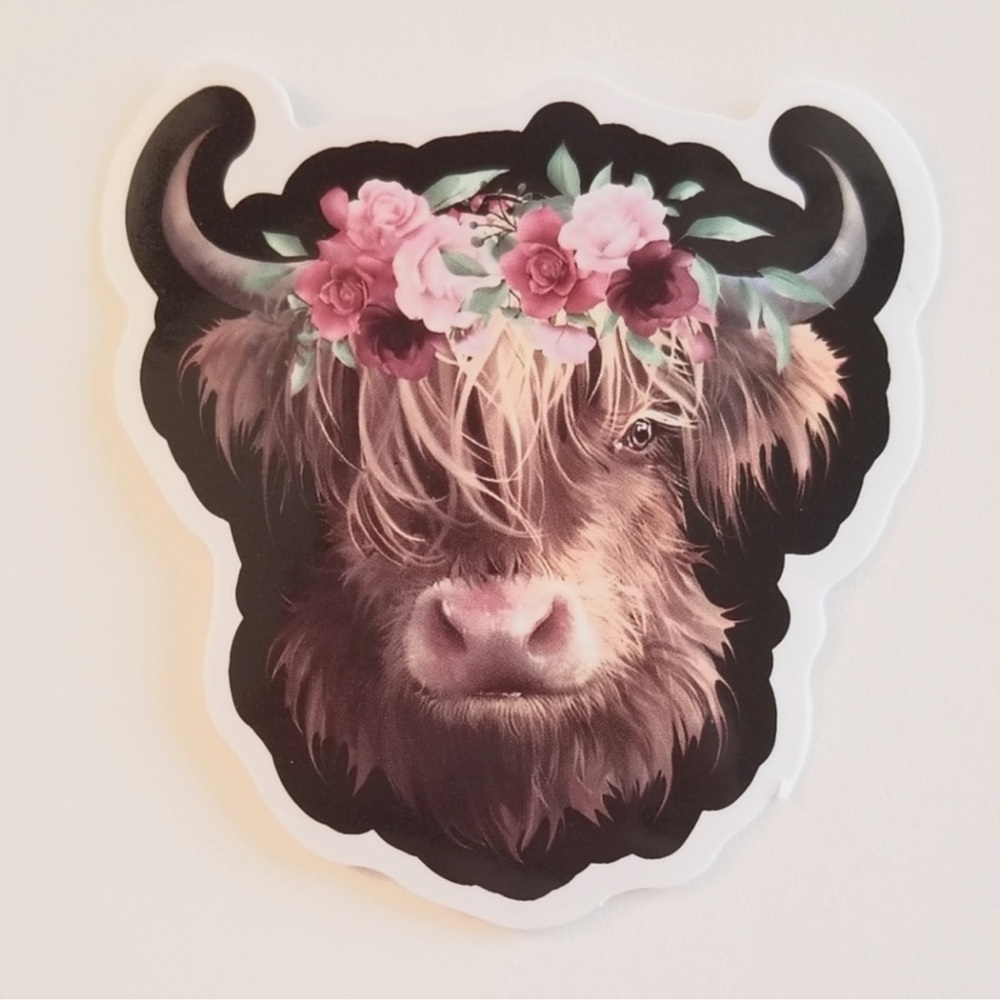 Pretty‎ Highland Cow Sticker